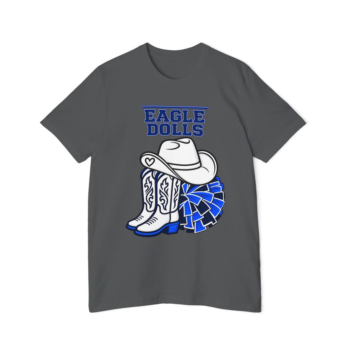 Eagle Dolls Cheer Tee — Cowboy Boots & Pom Design with #EFND Backprint