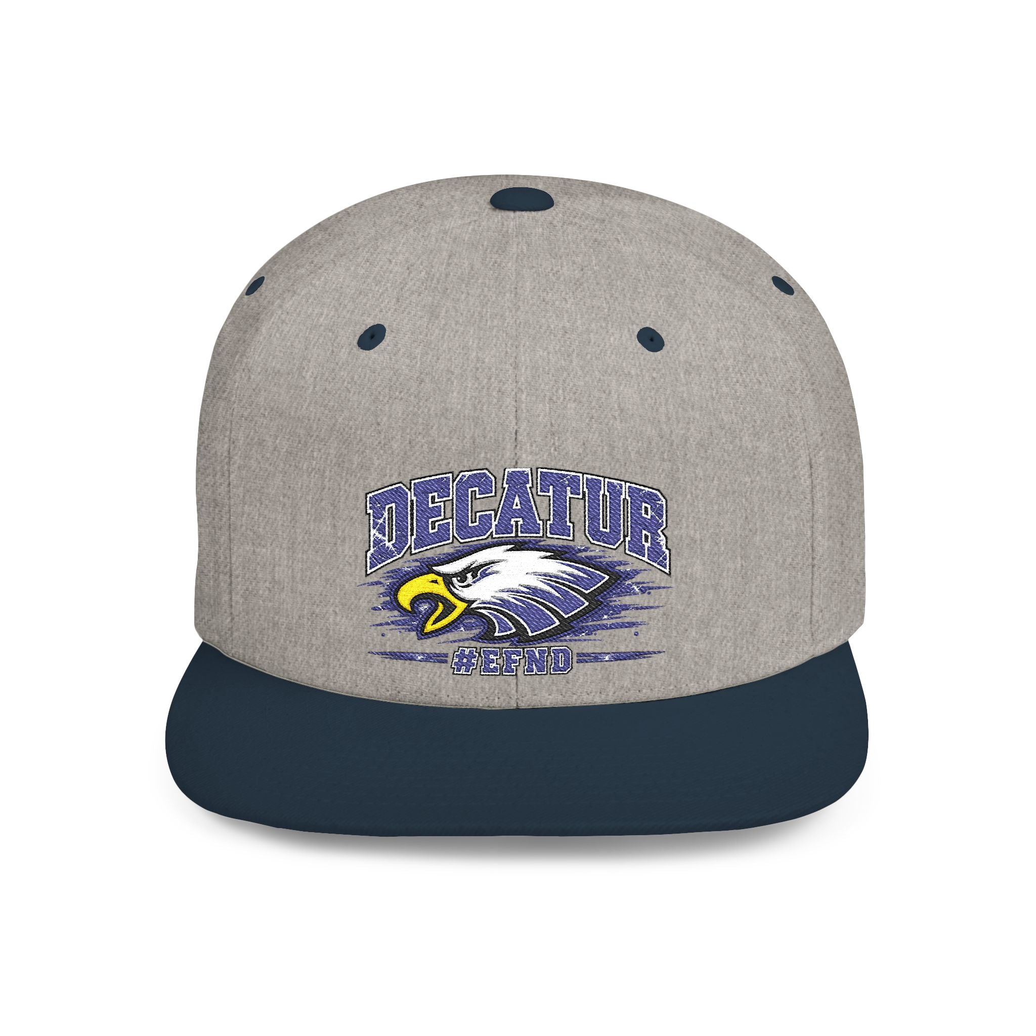 Decatur Eagles Flat Bill Snapback Hat — Vintage Distressed School Logo Cap