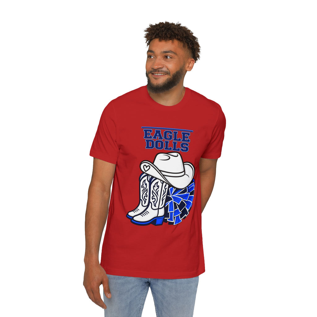 Eagle Dolls Cheer Tee — Cowboy Boots & Pom Design with #EFND Backprint