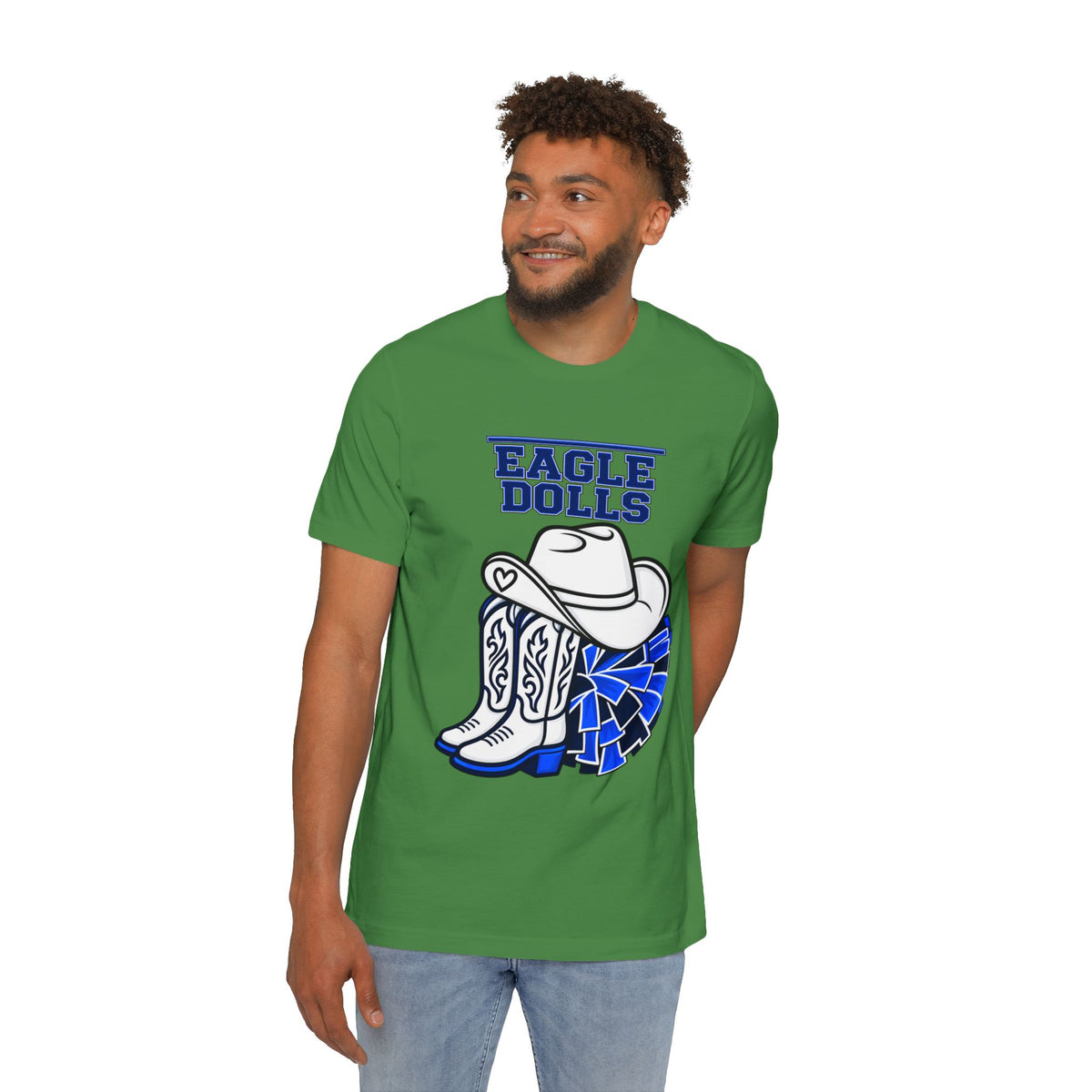 Eagle Dolls Cheer Tee — Cowboy Boots & Pom Design with #EFND Backprint