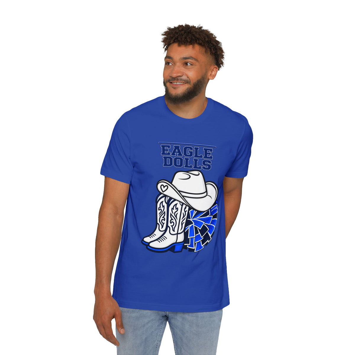 Eagle Dolls Cheer Tee — Cowboy Boots & Pom Design with #EFND Backprint
