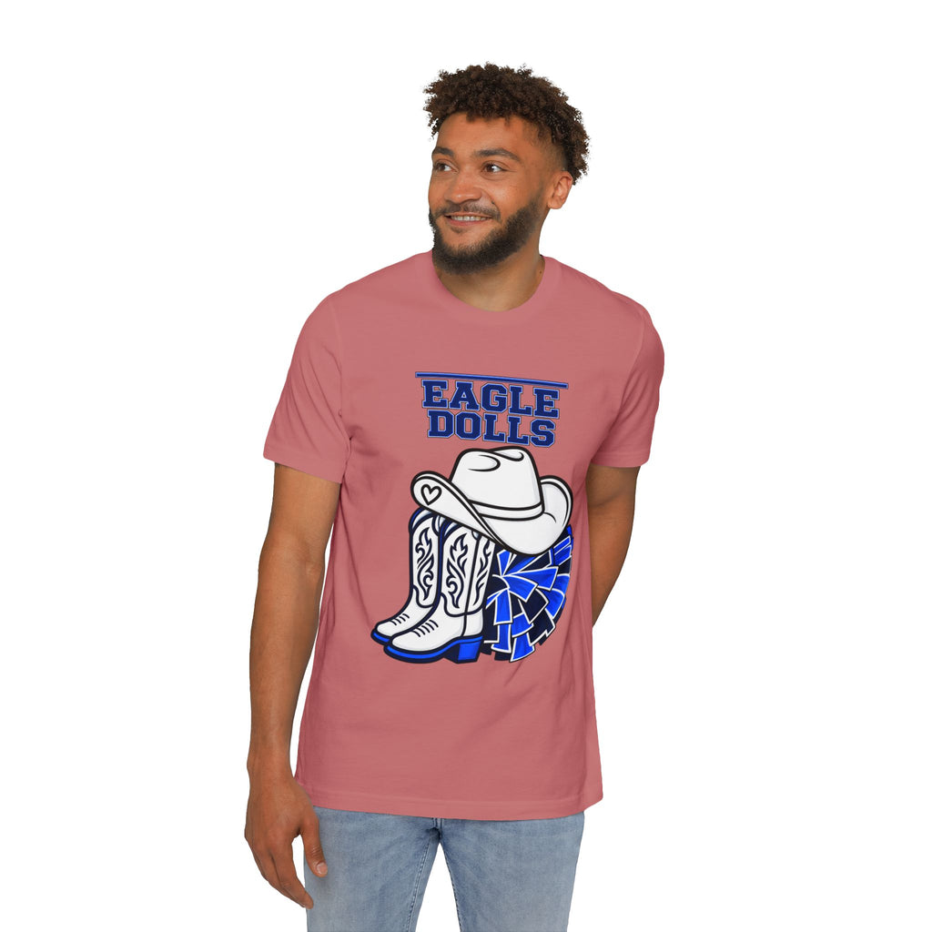 Eagle Dolls Cheer Tee — Cowboy Boots & Pom Design with #EFND Backprint