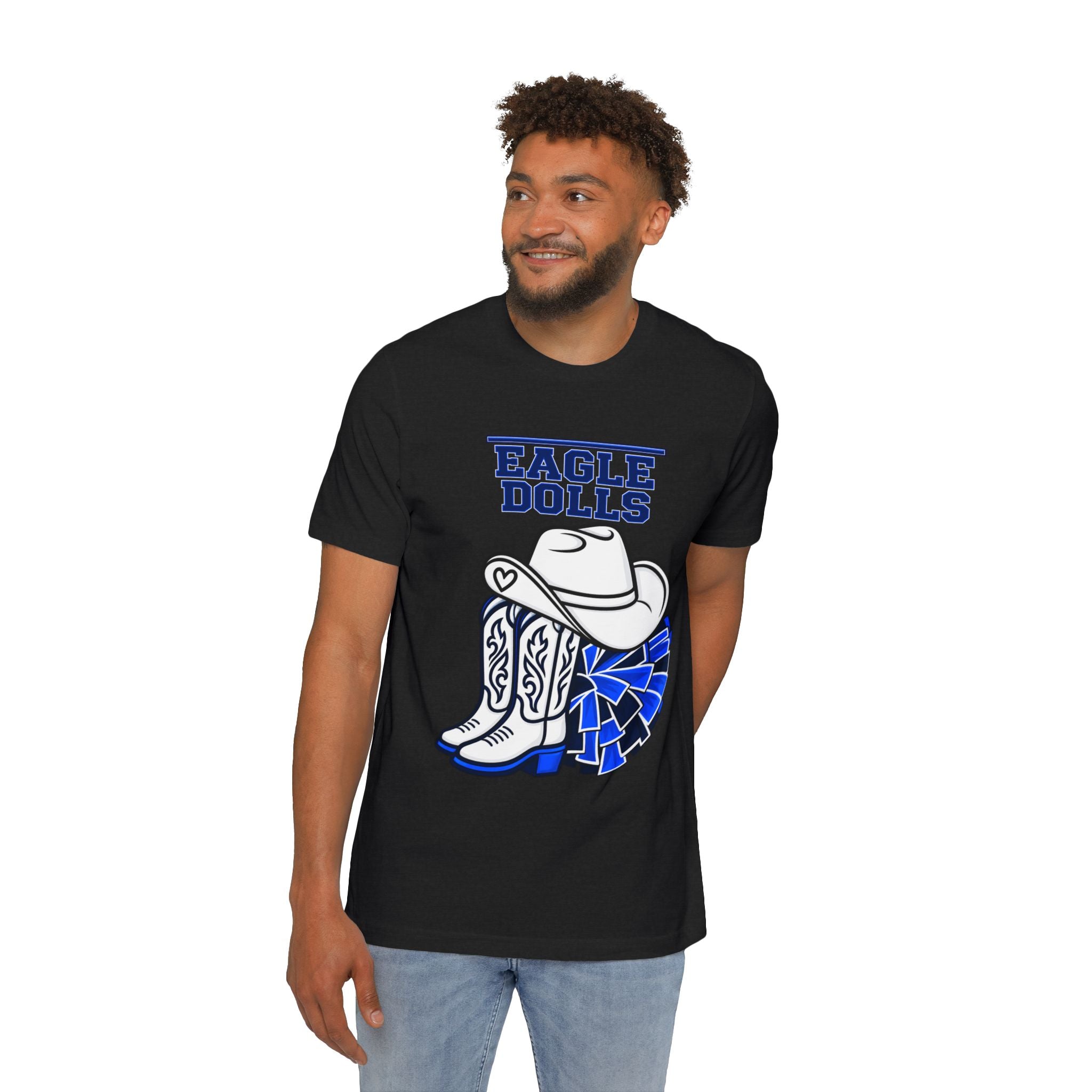 Eagle Dolls Cheer Tee — Cowboy Boots & Pom Design with #EFND Backprint