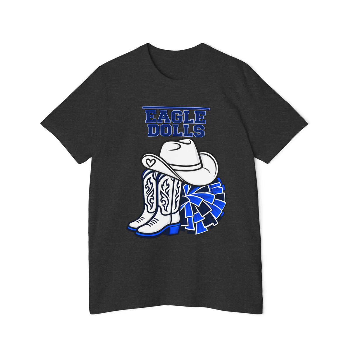 Eagle Dolls Cheer Tee — Cowboy Boots & Pom Design with #EFND Backprint