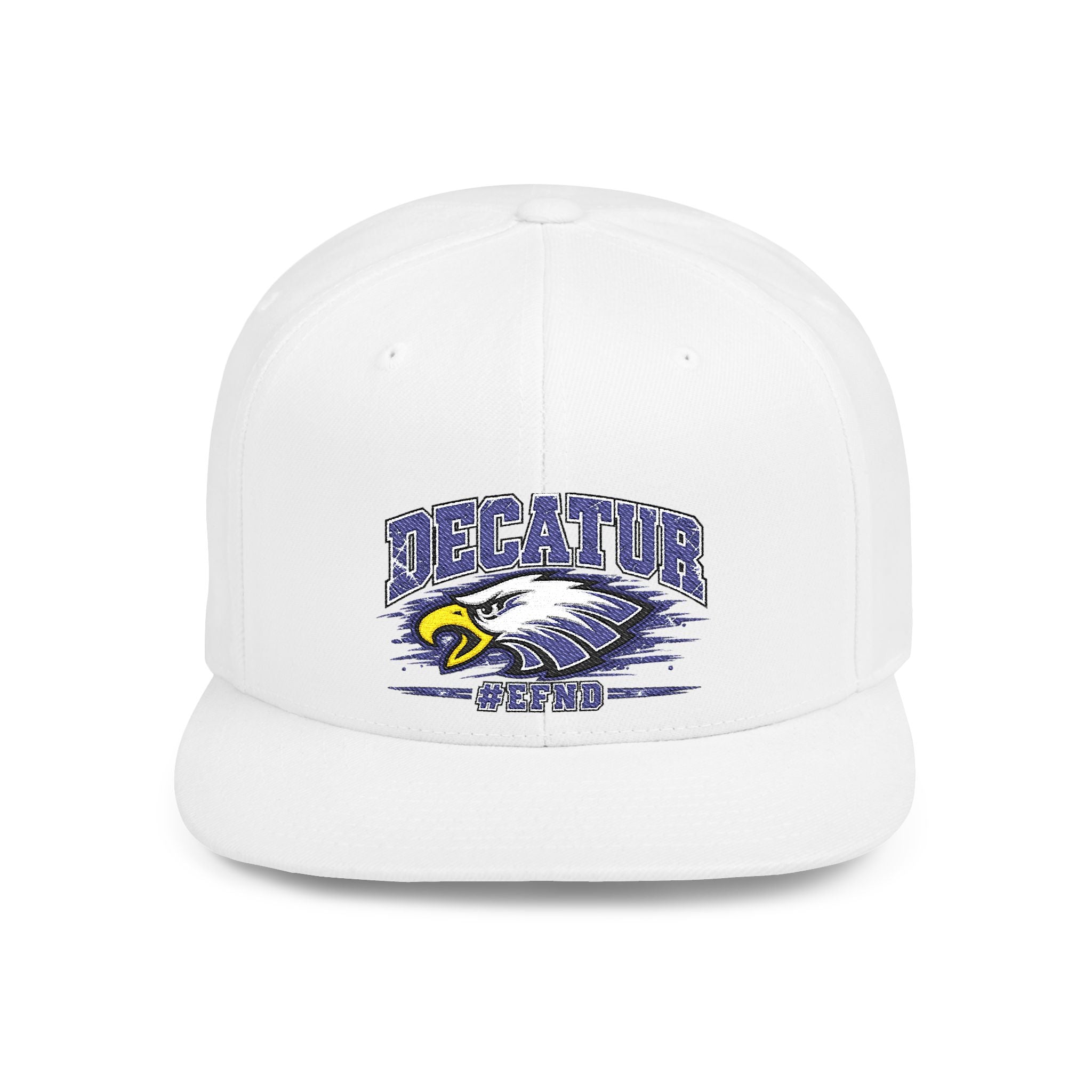 Decatur Eagles Flat Bill Snapback Hat — Vintage Distressed School Logo Cap