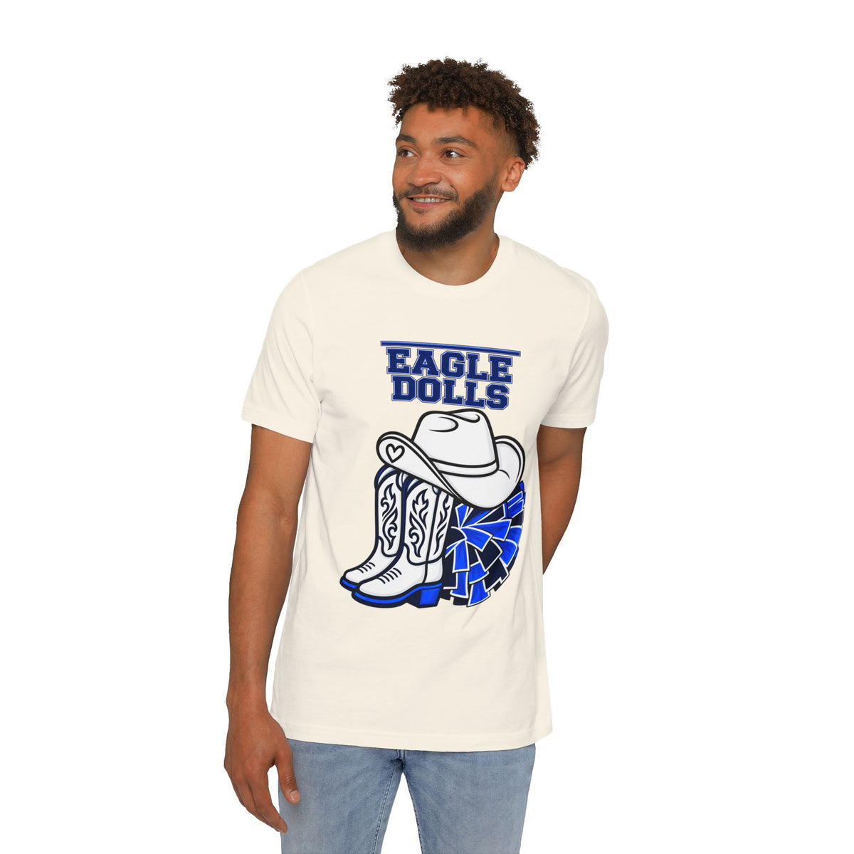 Eagle Dolls Cheer Tee — Cowboy Boots & Pom Design with #EFND Backprint