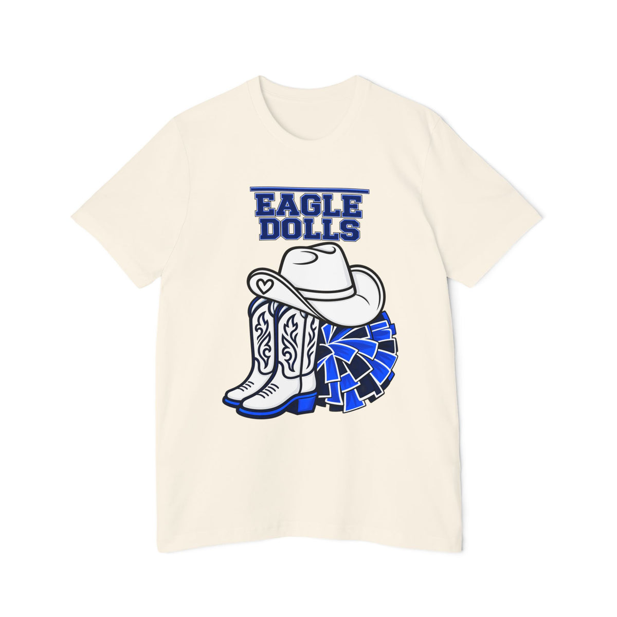 Eagle Dolls Cheer Tee — Cowboy Boots & Pom Design with #EFND Backprint