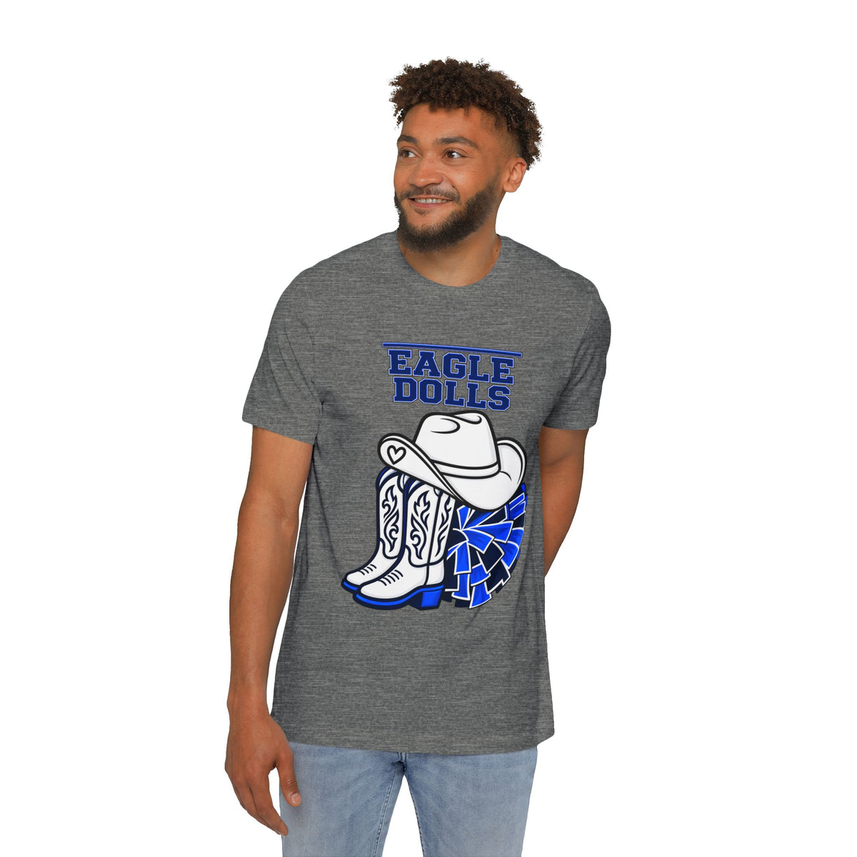 Eagle Dolls Cheer Tee — Cowboy Boots & Pom Design with #EFND Backprint