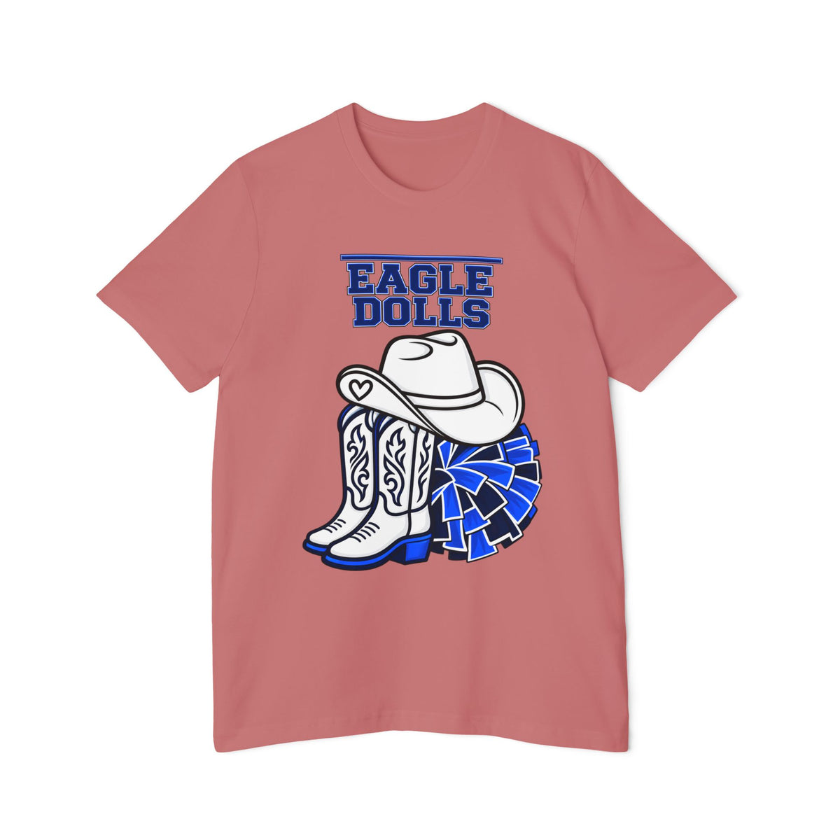 Eagle Dolls Cheer Tee — Cowboy Boots & Pom Design with #EFND Backprint