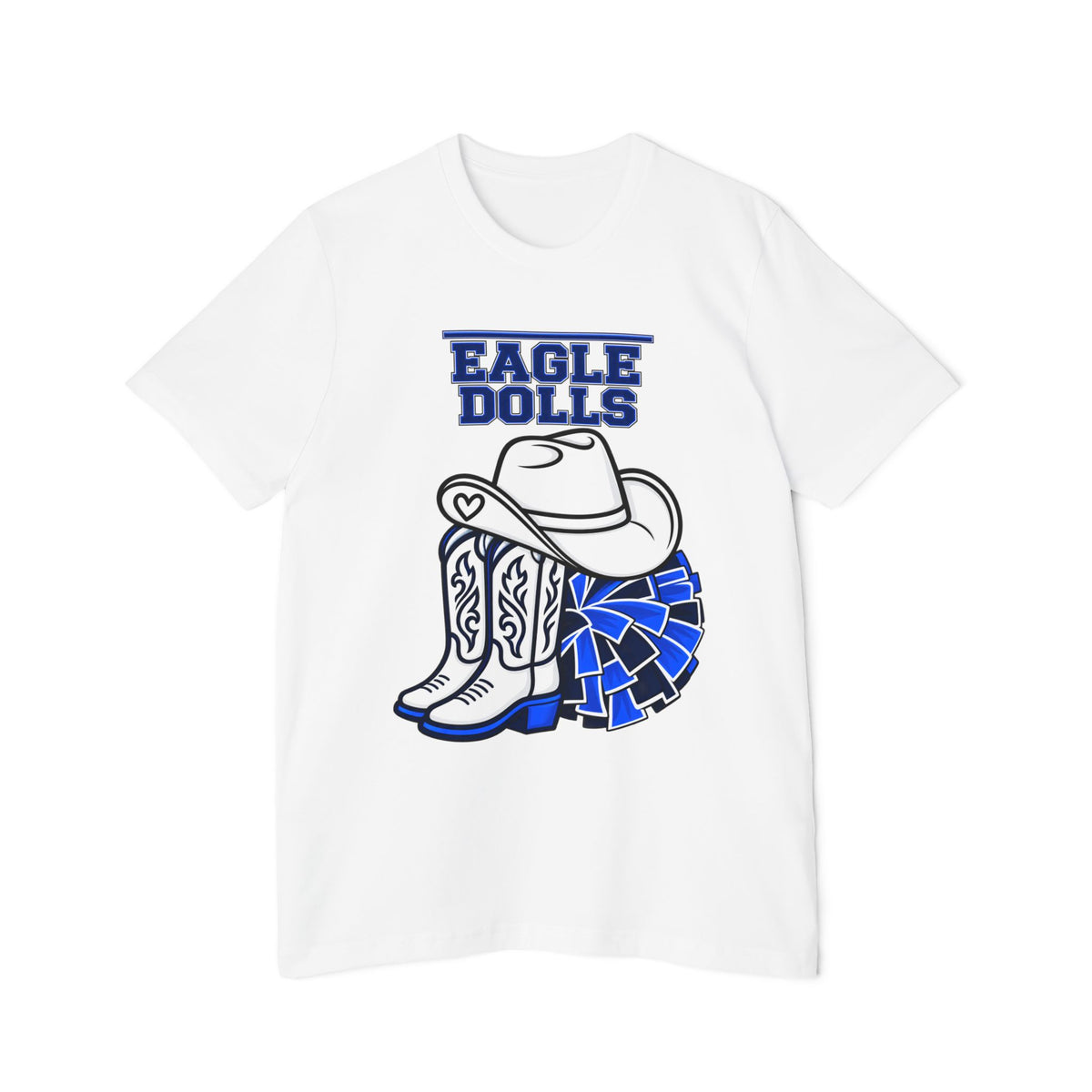 Eagle Dolls Cheer Tee — Cowboy Boots & Pom Design with #EFND Backprint
