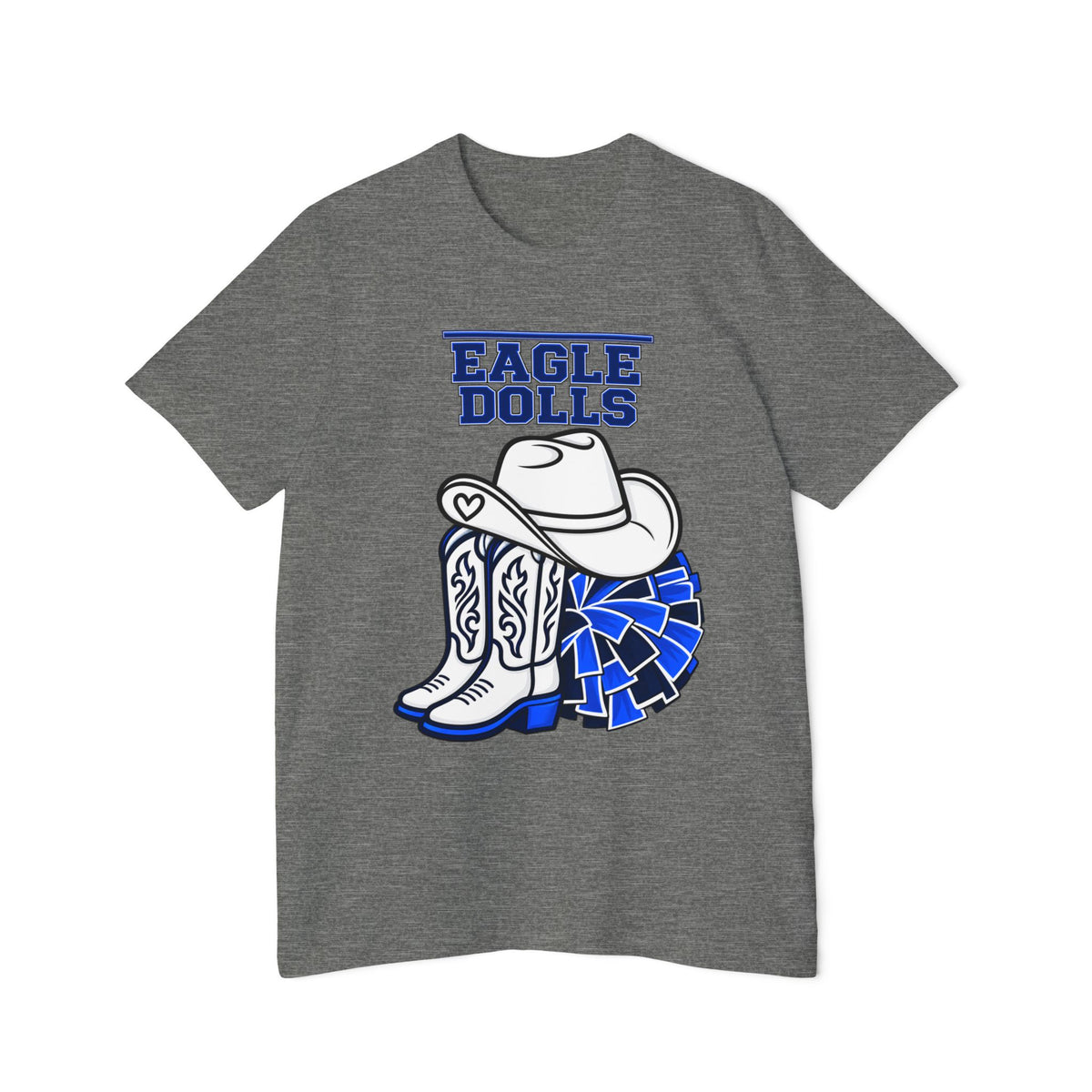 Eagle Dolls Cheer Tee — Cowboy Boots & Pom Design with #EFND Backprint