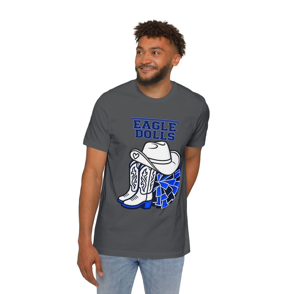 Eagle Dolls Cheer Tee — Cowboy Boots & Pom Design with #EFND Backprint