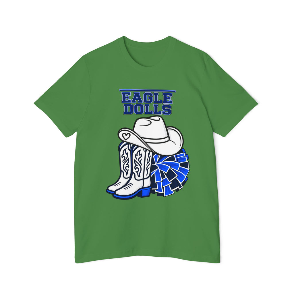 Eagle Dolls Cheer Tee — Cowboy Boots & Pom Design with #EFND Backprint