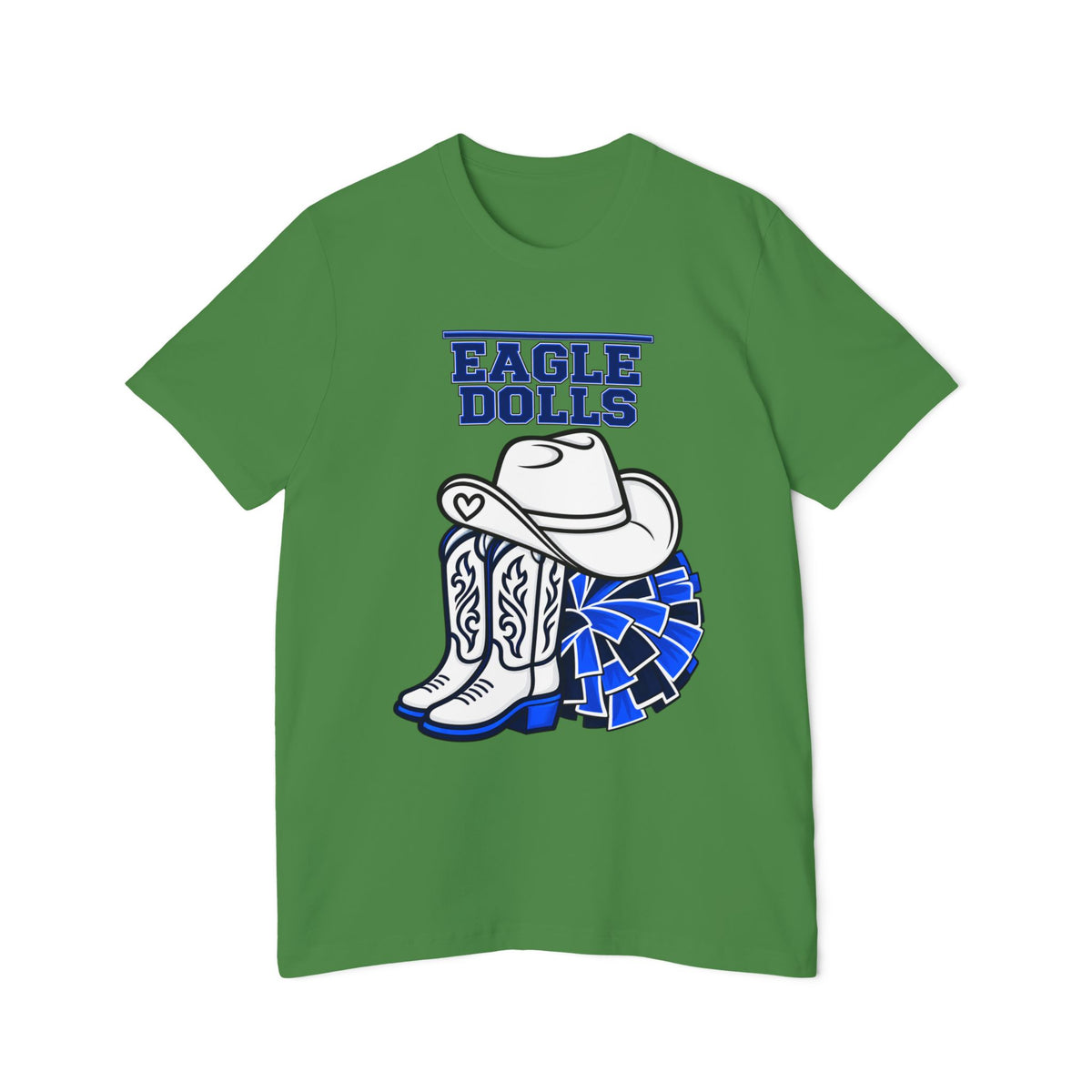 Eagle Dolls Cheer Tee — Cowboy Boots & Pom Design with #EFND Backprint